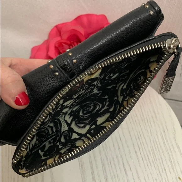 Brighton Leather Wallet Black with Silver Studded Design - Picture 7 of 11